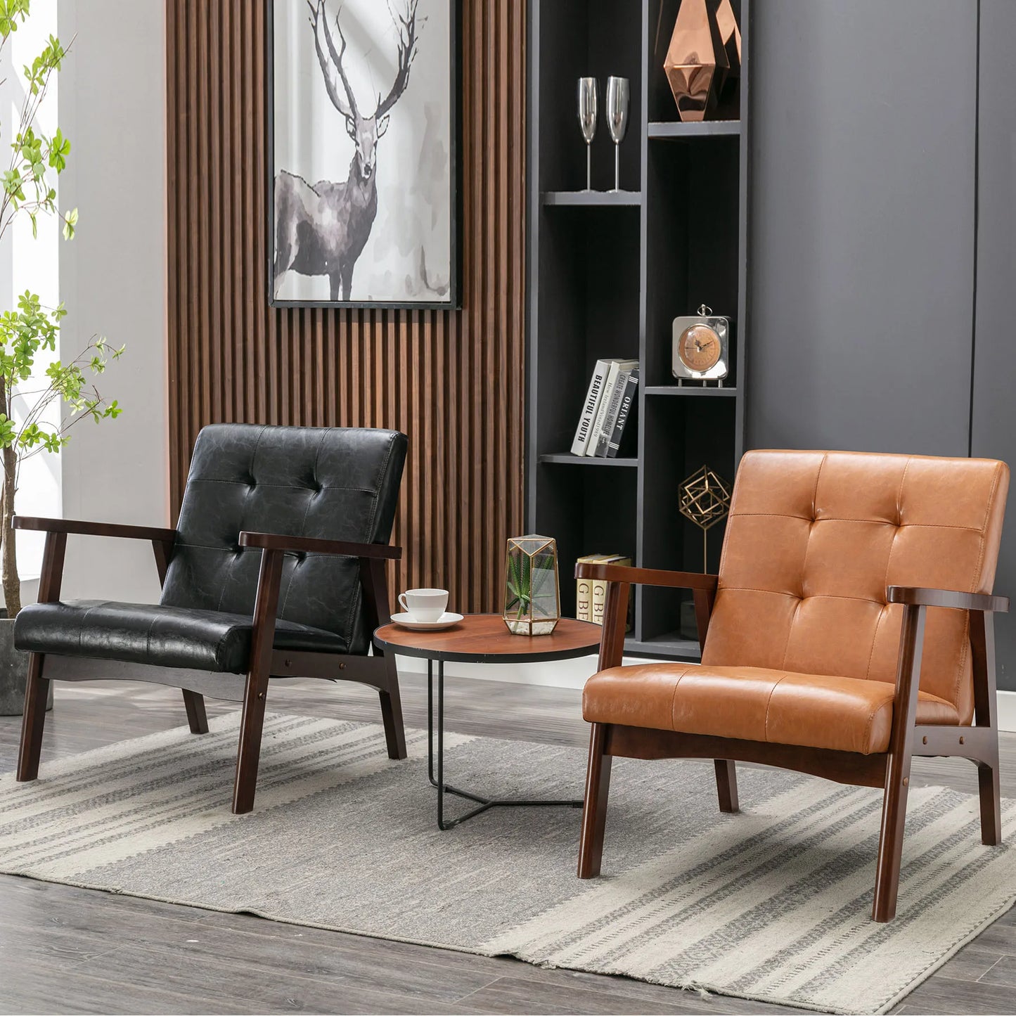 EBELLO PU Leather Reading Armchair Corner Chairs Accent Chair for Living Room Bedroom