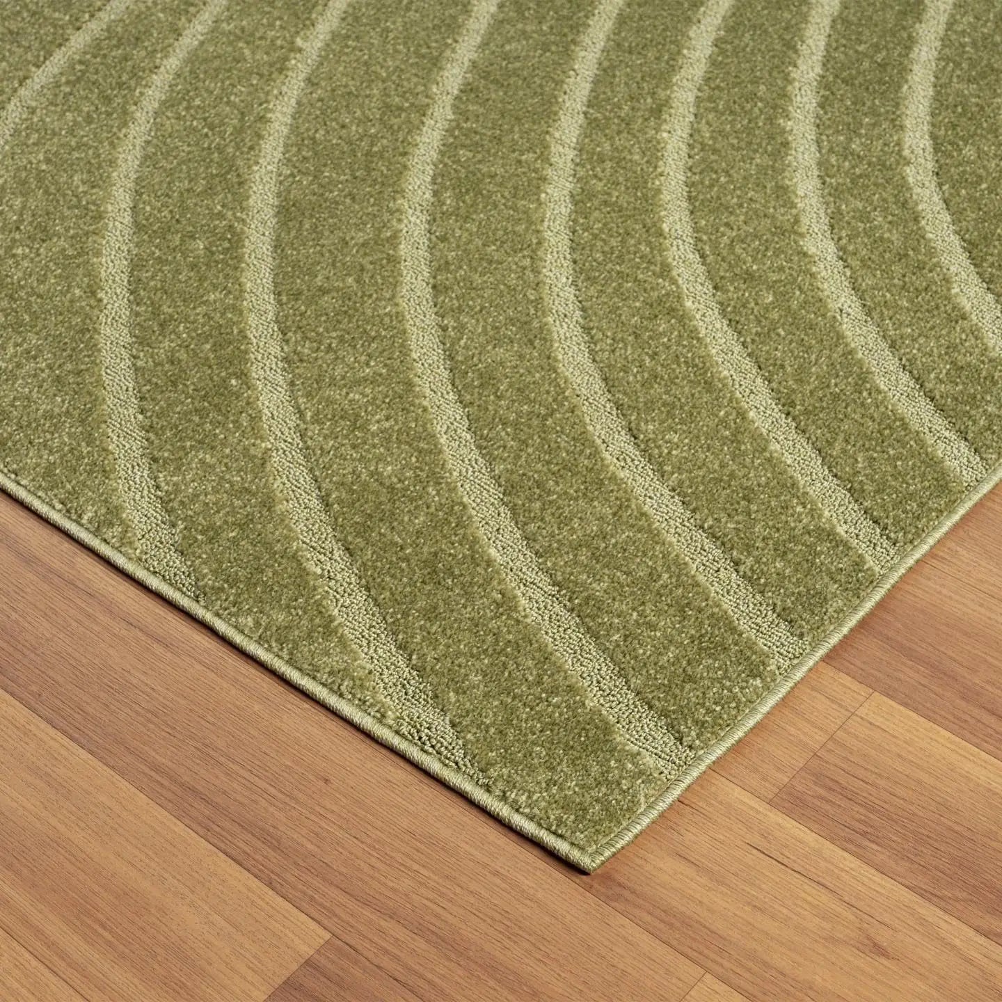 Green Geometric Wave Area Rug - Contemporary Design, 8x10