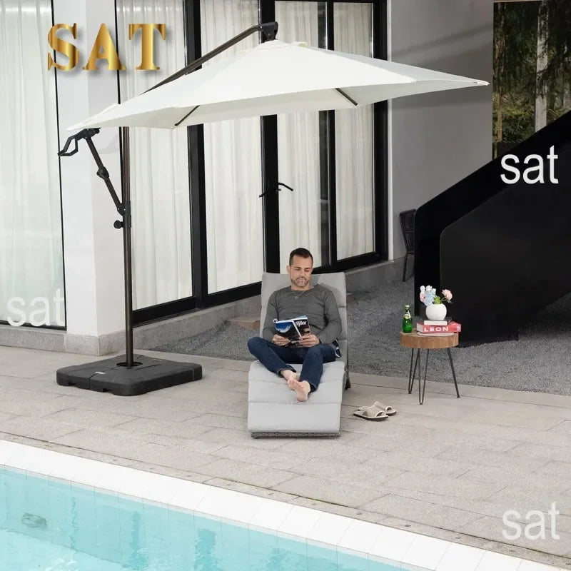 t Patio Chaise Lounge, Outdoor Lounge Chair, PE Rattan Foldable Chaise Lounger with Removable Dark Gray Cushion, Suitable