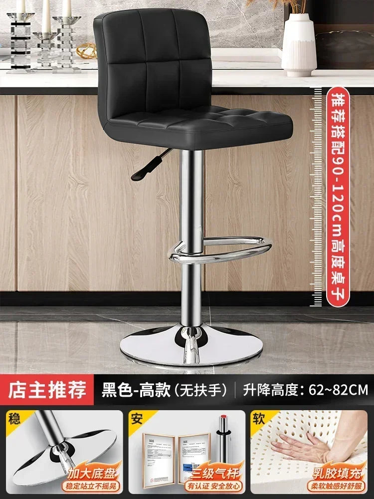 Upholstered Bar Stools 24-Inch Counter Height Stools Modern Kitchen Chairs with Metal Base PU Leather Stools