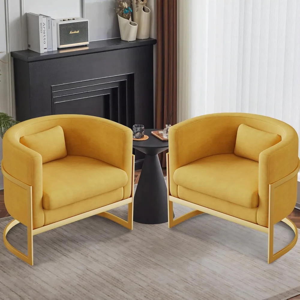 Velvet Accent Chair Modern Barrel Chair with Gold Legs Upholstered Armchair for Bedroom Living Room Sofa Chair Club Side Chairs