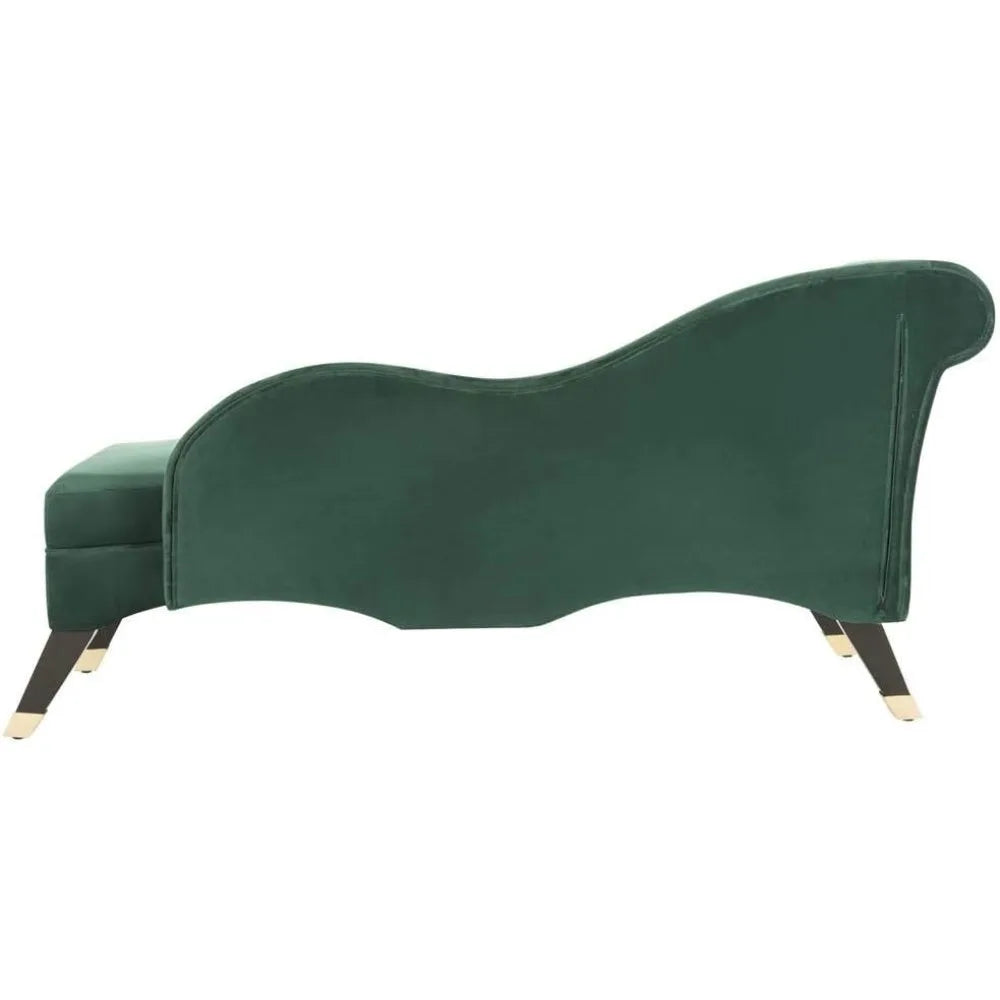 Emerald Green Velvet Chaise Lounge - Modern Camel Back Reclining Chair for Living Room and Bedroom