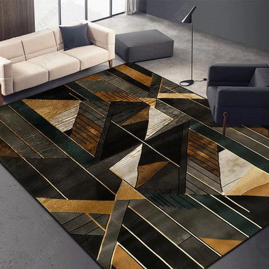 Nordic Abstract Geometric Rug – Washable Living Room Carpet