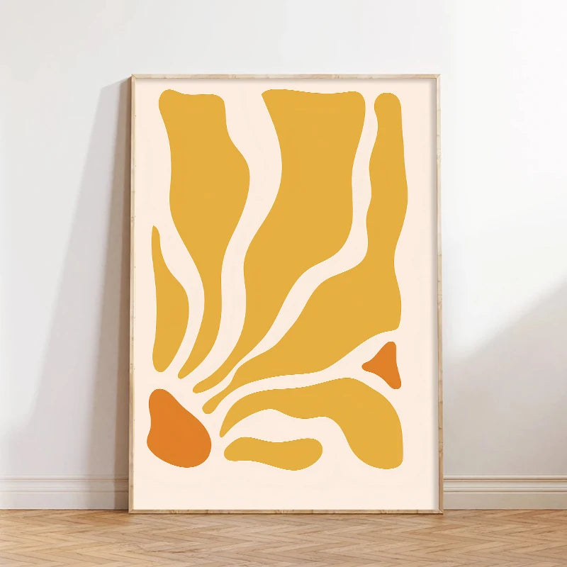 Matisse Print Bohemian-style poster Yellow Wavy Leaves Wall Art decorative painting Home Bedroom Decor Prints Canvas painting