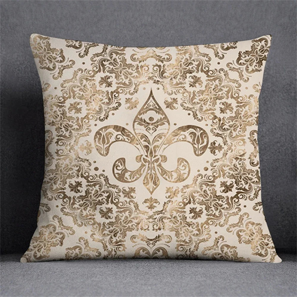 Black Gold Elegant Design Cushion Cover Symmetrical Plant Pillowcase Home Car Pillows Decor For Living Room Sofa Square Cushions
