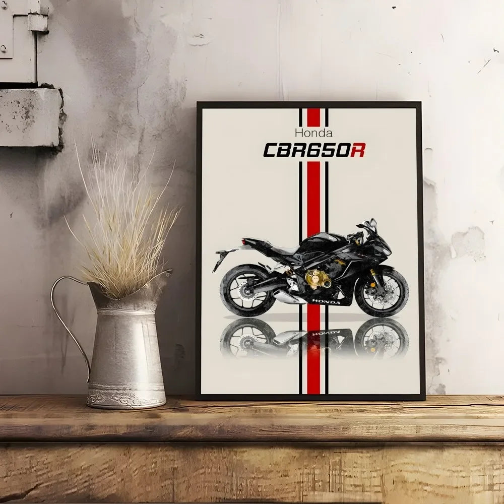 Bold H-HonDAS Motorcycle Poster Canvas Wall Art - Waterproof Print