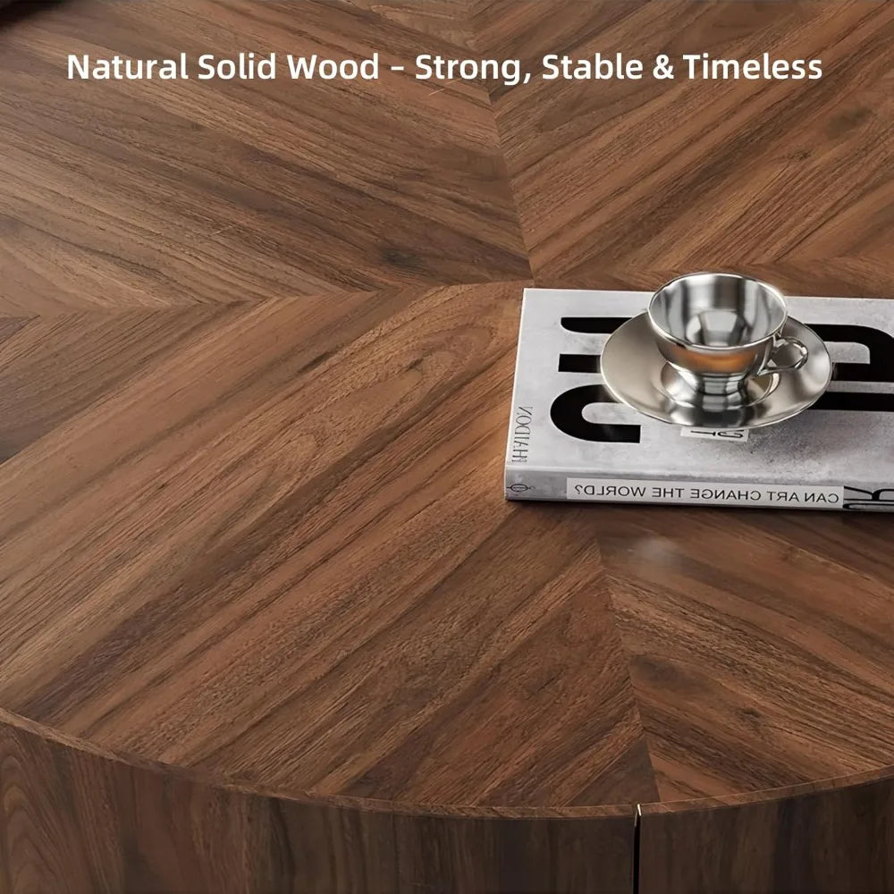 Solid Wood Coffee Table with Hidden Drawer, Fully Assembled Square Center Table for Living Room, Raised Edge Design