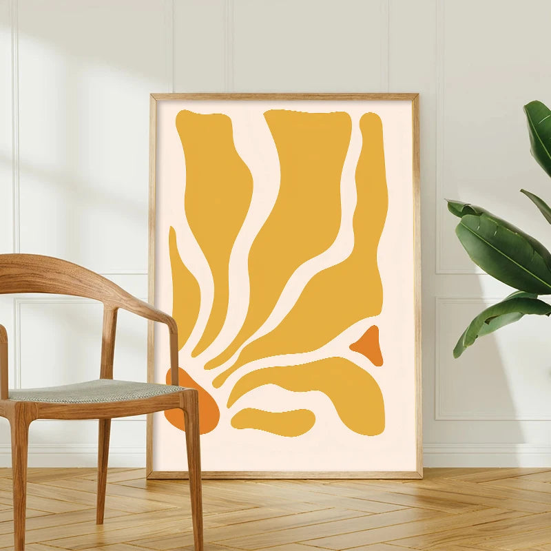Matisse Print Bohemian-style poster Yellow Wavy Leaves Wall Art decorative painting Home Bedroom Decor Prints Canvas painting