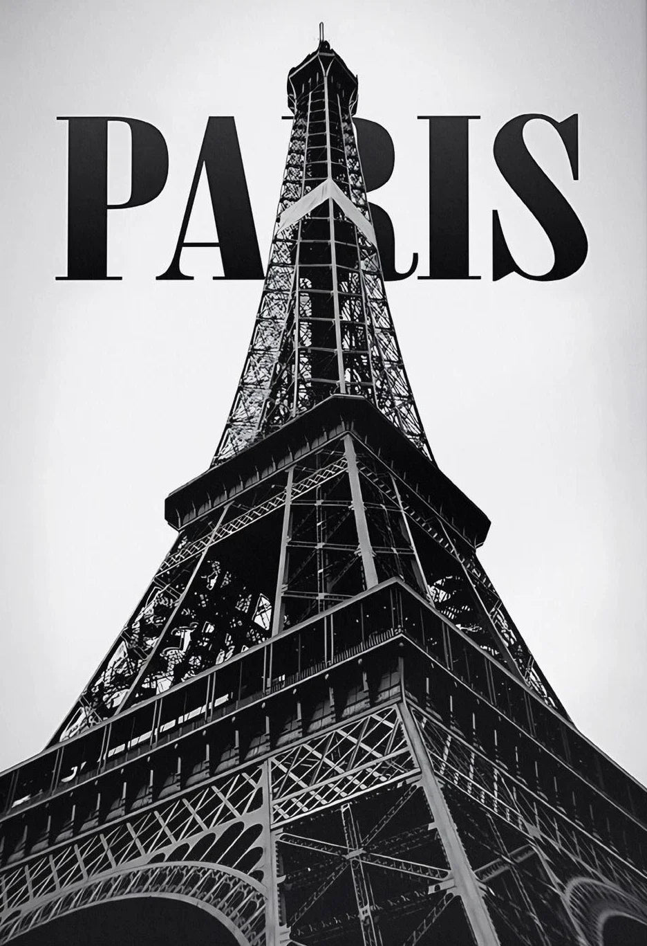 Paris Fashion Wall Art ,Eiffel Tower Poster Black White Chic Canvas Painting Print for Living Room Home Decor