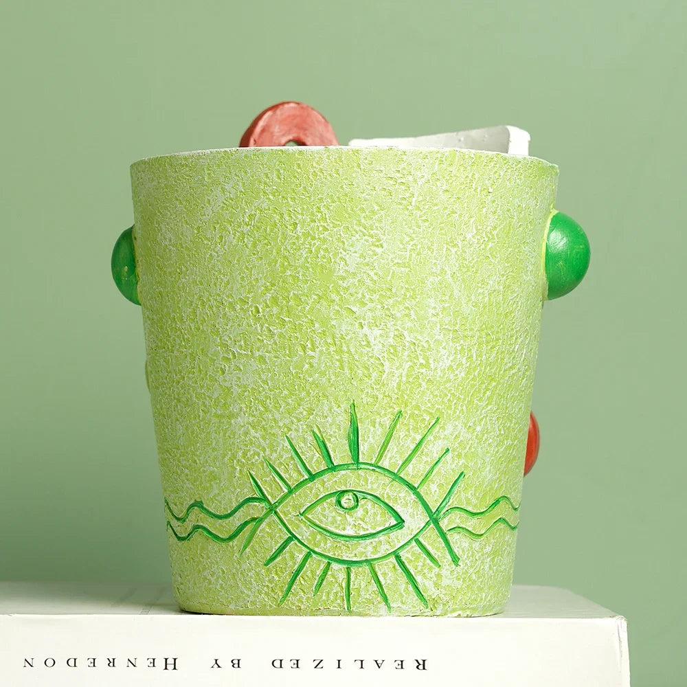 2025 New Creative Human Face Head Mask Sculpture Vase Art Resin Half-Length Portrait Flower Recording Ornament Desktop Ornaments