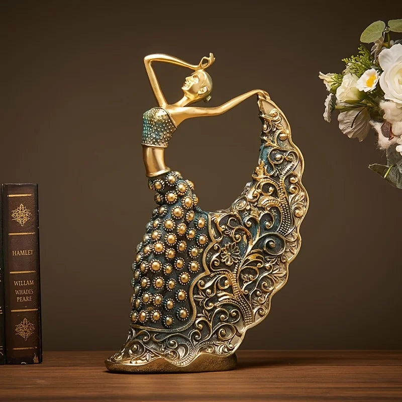 Resin Peacock Dancer Figurine - Luxury Nordic Sculpture | Home Decor