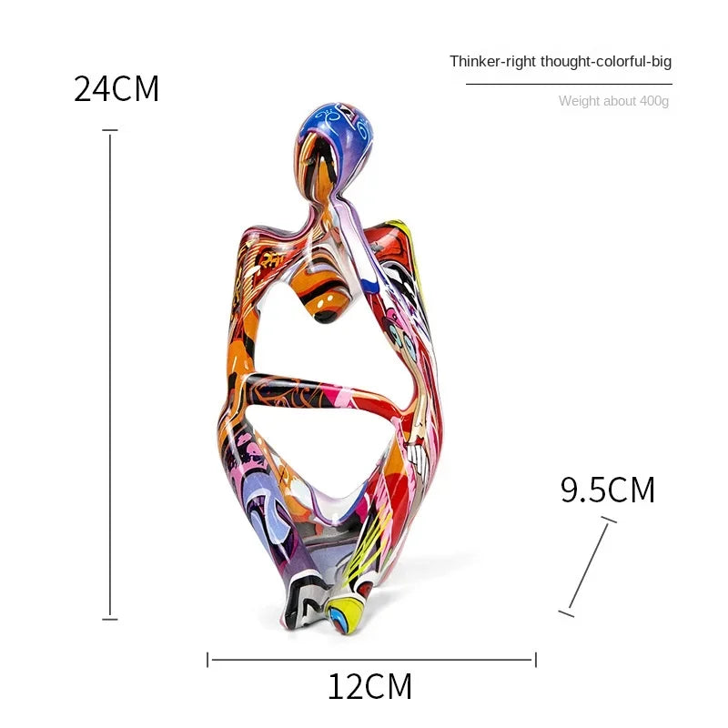 Resin Thinker Statue - Colourful Abstract Sculpture | Modern Home Decor