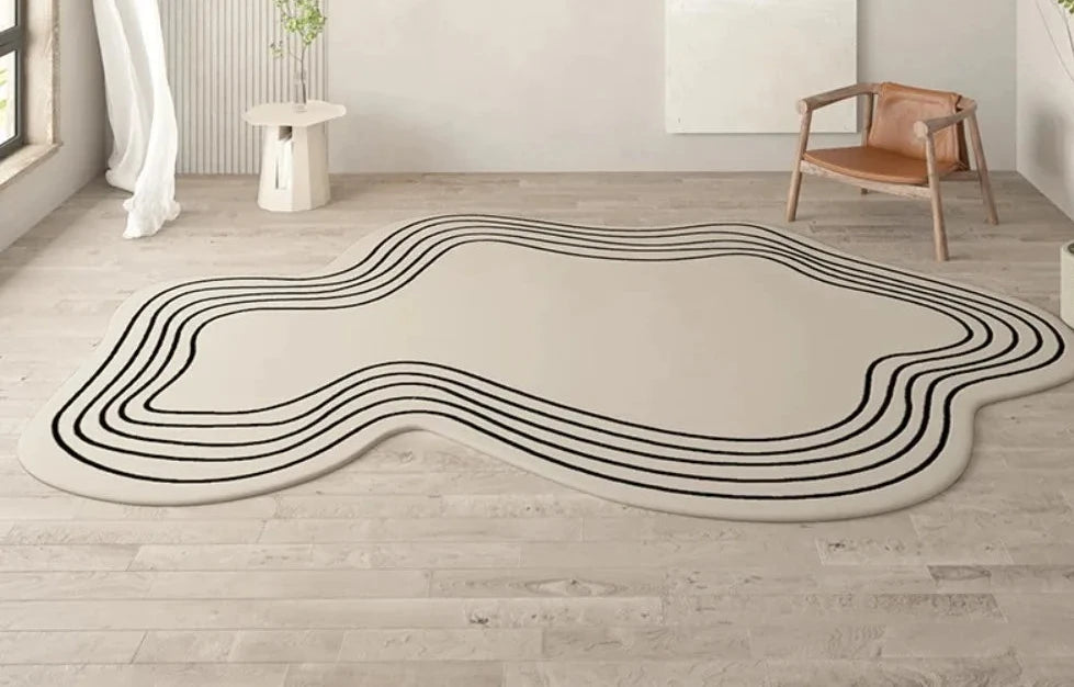 Minimalist Linear Rug - Modern Abstract Irregular Carpet