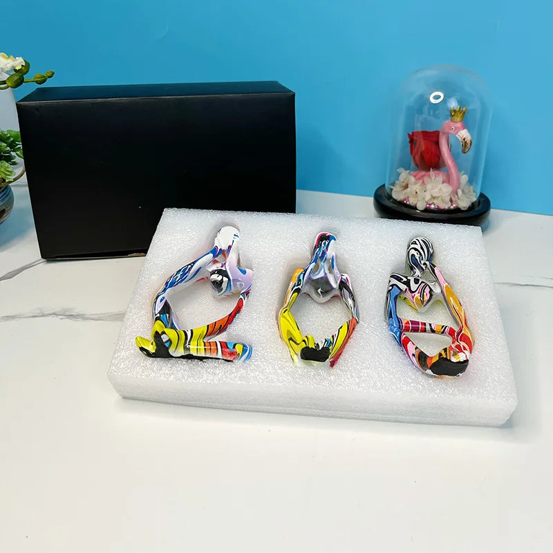 Resin Thinker Statue - Colourful Abstract Sculpture | Modern Home Decor