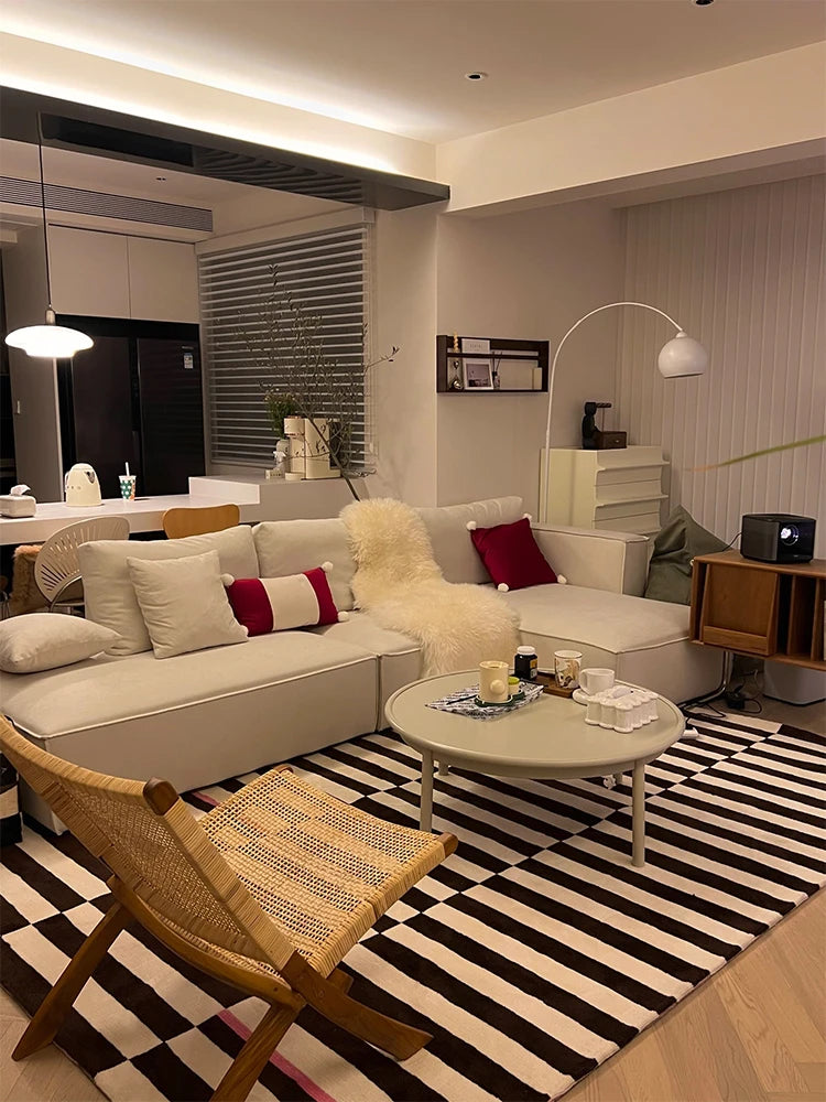 Retro Striped Rug - Navy & White or Black & White Geometric Carpet