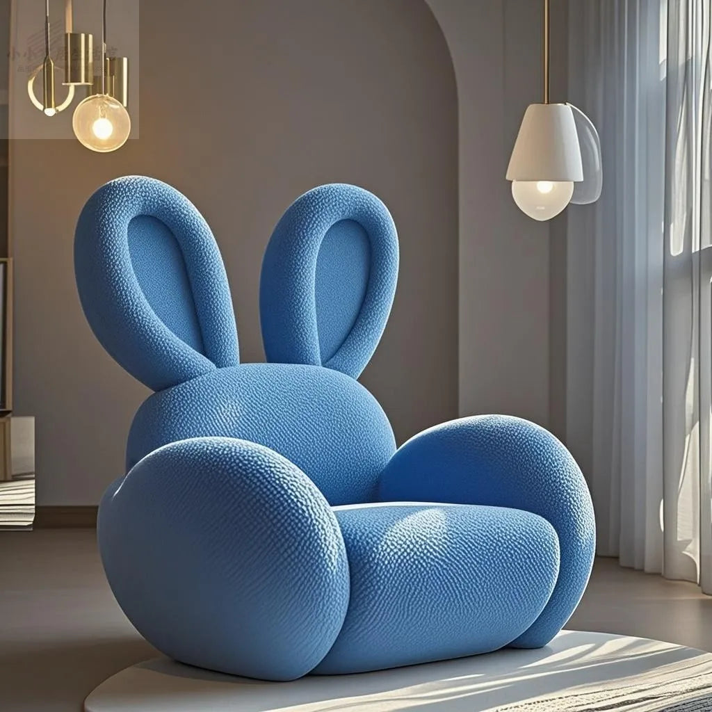 Cream Wind Creative Rabbit Fabric Sofas Living Room Single Sofa Furniture Couch Armchair White Pink Grey 1 Person Sofa luxury