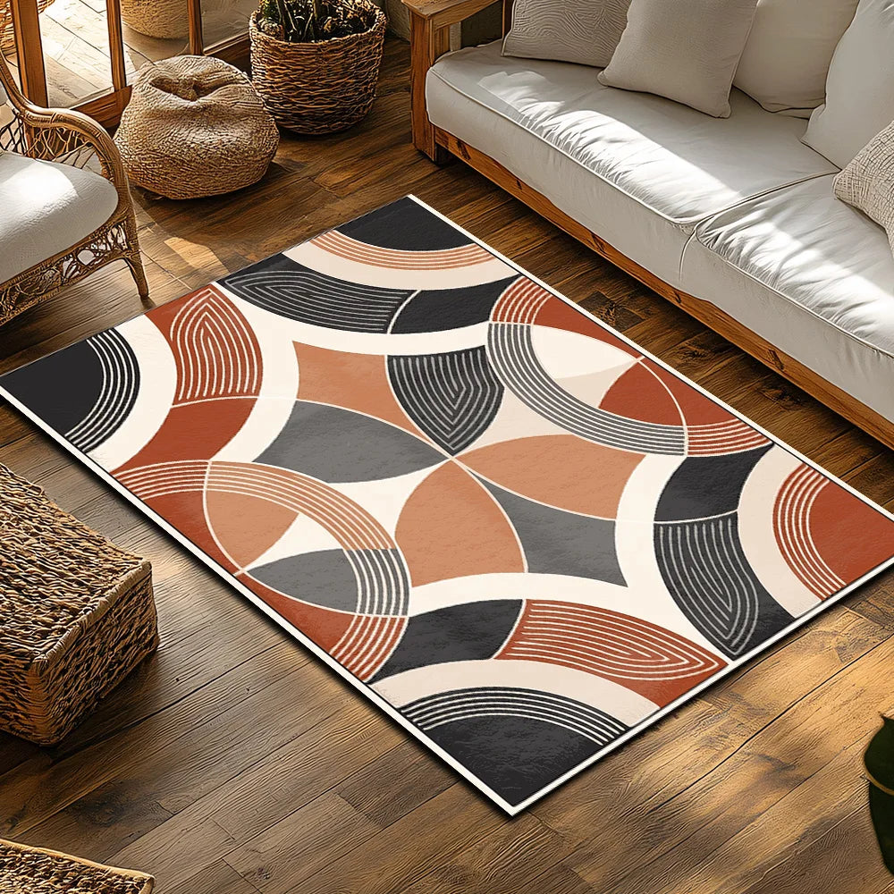 Abstract Area Rug Modern Geometric Carpet Living Room Floor Mat Home Decor Non-Slip Floor Covering Contemporary Design Indoor Ru