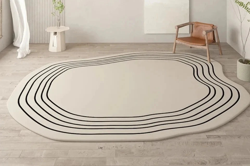 Minimalist Linear Rug - Modern Abstract Irregular Carpet