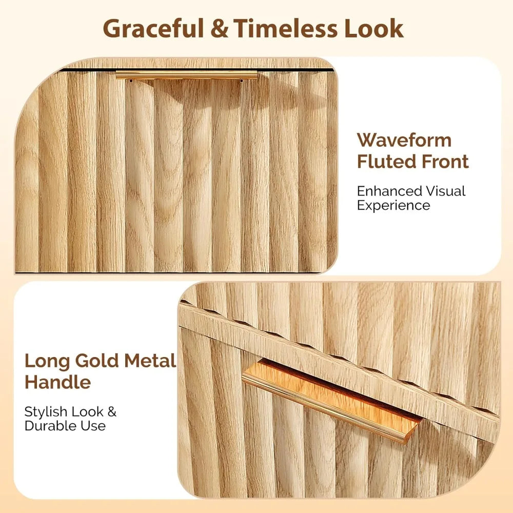 Oak Wooden Wardrobe with Doors, Drawers, and Hanging Rack for Bedroom Closet Storage