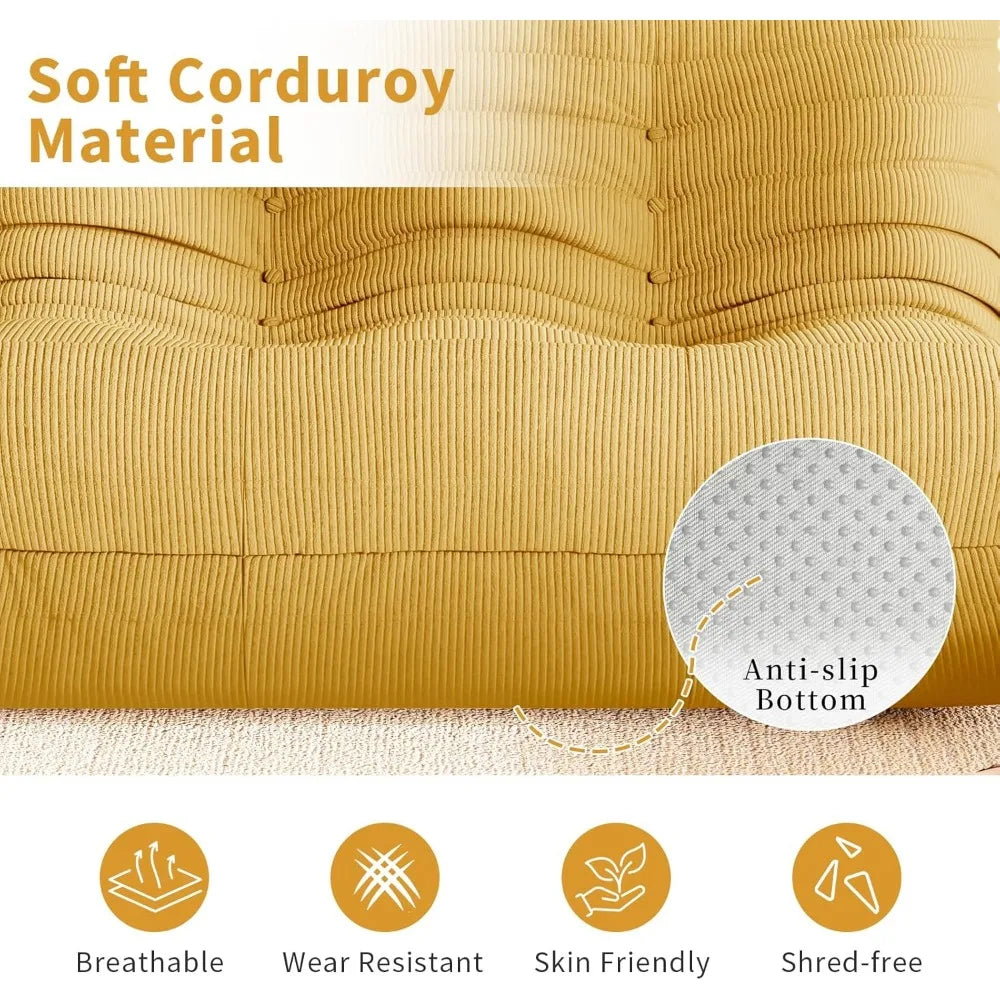 Foam Floor Lazy Couch Bean Bag Chair Sofa Fireside 2 Seat Lounger Couches for Adults Oversize Corduroy Cozy Chair for Home