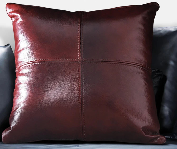 Luxury Solid Dobule-side Cow Skin Embrace Pillow Cover Cow Skin Pillow Case for Livingroom Bedroom Sofa Bay Window Waist Cushion