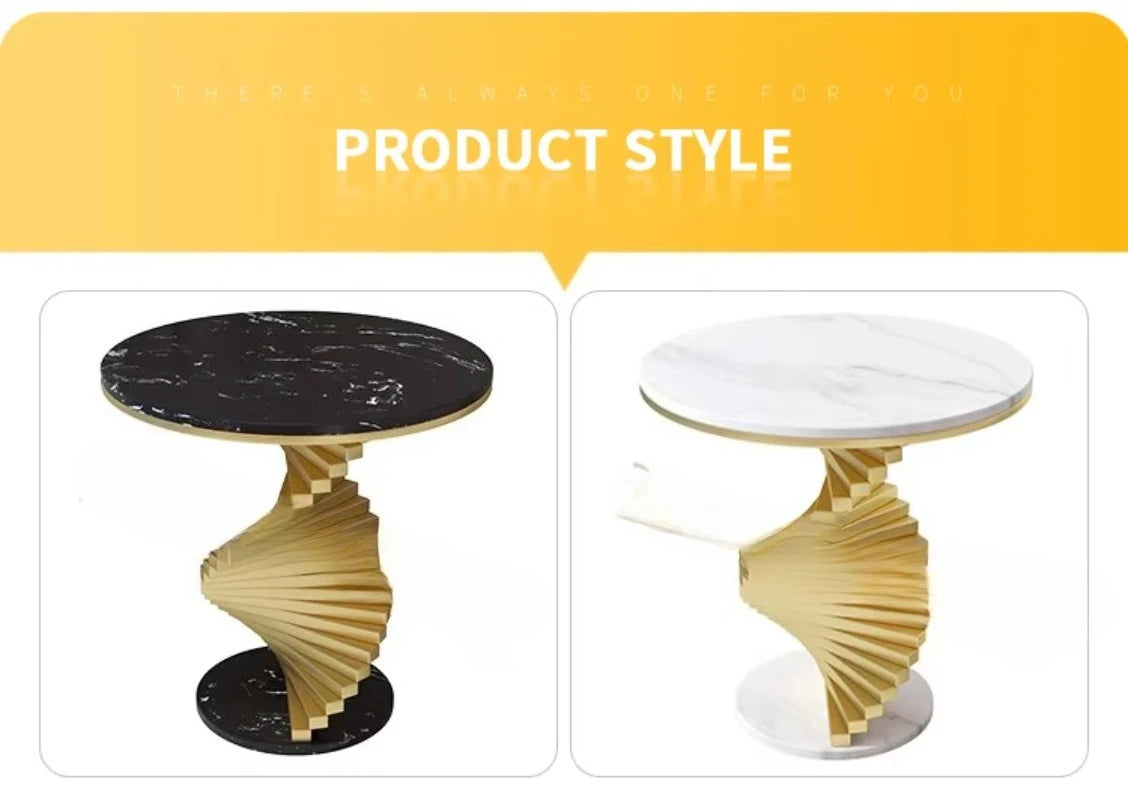 Luxury Home Furniture Smart Travertine Small Round Modern Metal Gold Marble Side Table Living Room Coffee Table