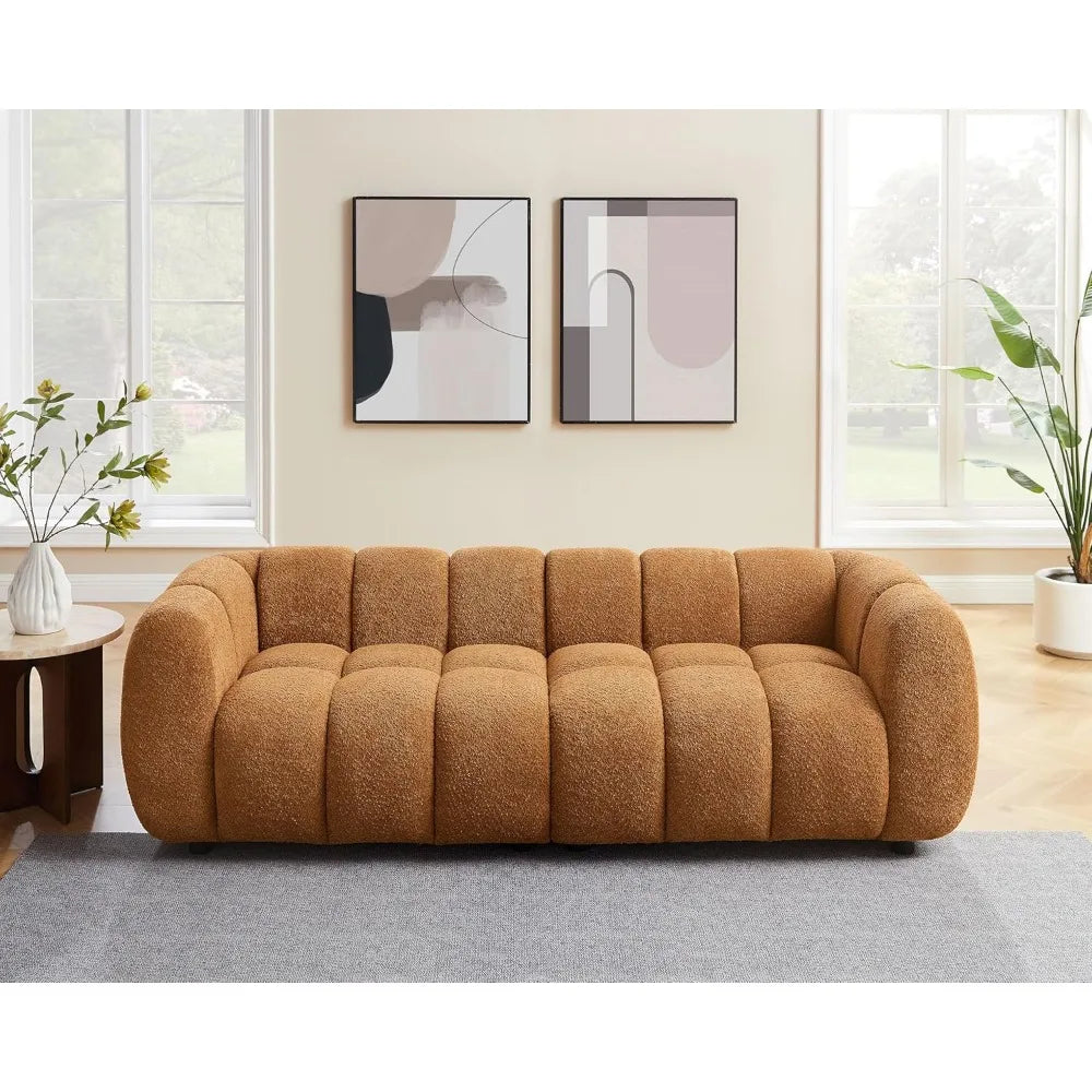 88" Oversized Boucle Sofa, Modern Upholstered Tufted Cloud Couch, Deep Seat Boucle Sofa,Cozy Modern 3 Seater Couch for Li