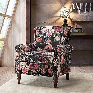 Elegant Wingback Accent Chair, with Wood Legs and Removable Cushion