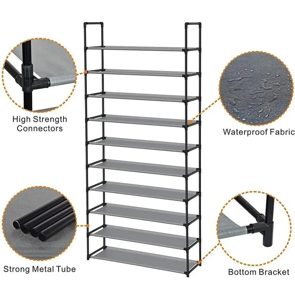 10-Tier Shoe Storage Cabinet - Multi-Layer Standing Rack