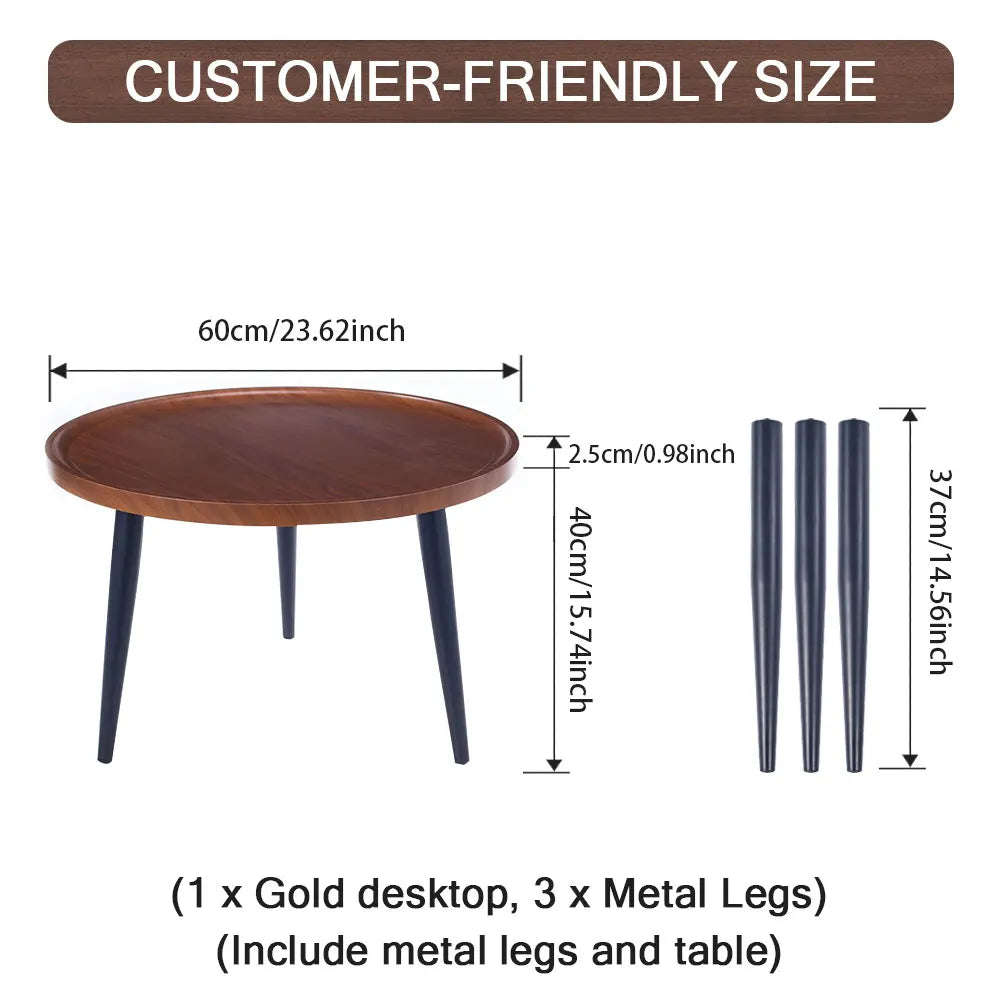 Round Coffee Table, Small Nesting Coffee Table, Mid Century Modern Coffee Table and End Table Sets Wood, Easy