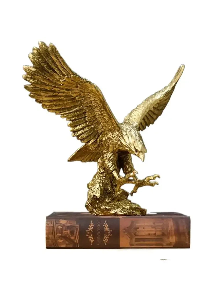 Golden Eagle Statue - Resin Sculpture | Modern Home Office Decor