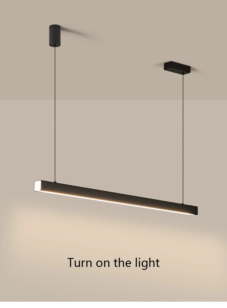LED Linear Chandelier: Modern Minimalist Pendant Light for Dining Room & Kitchen Island