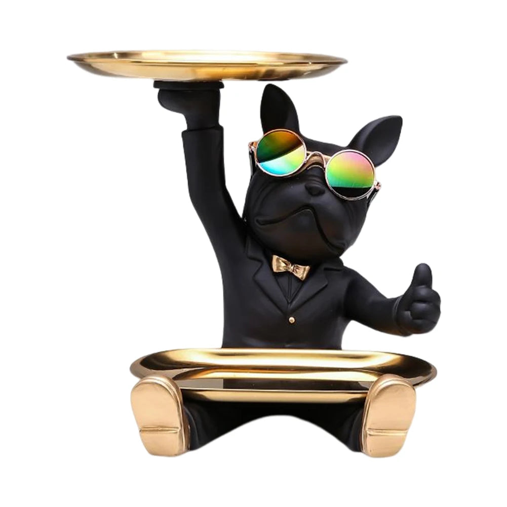 Magnate Pitbull Statue - Resin Sculpture with Storage Tray | Home Decor