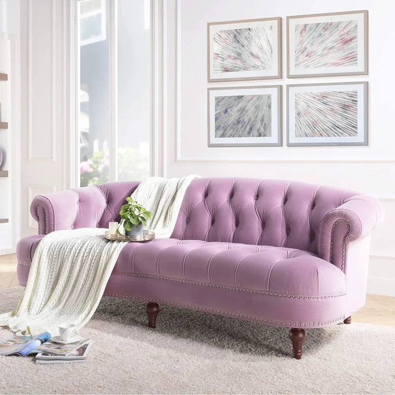 Velvet Sofa 3-Seat: Luxurious Upholstered Couch for Living Room, Hotel & Apartment