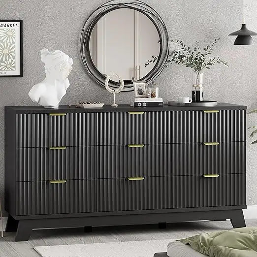 Fluted 9 Drawer Dresser for Bedroom