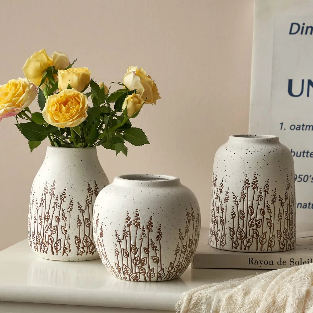 Countryside Ceramic Lavender Vase - Small Decorative Flower Vase