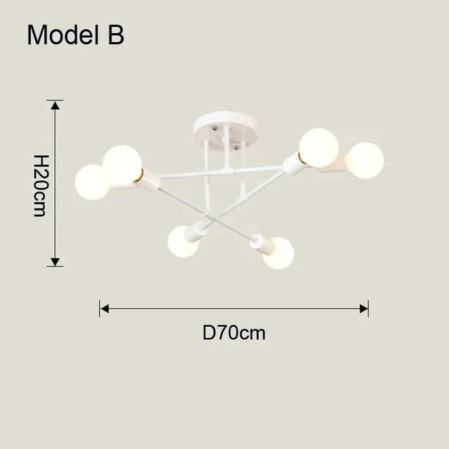 Ceiling Light: Modern Sputnik Semi-Flush Mount in Gold with 6 Lights