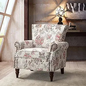 Elegant Wingback Accent Chair, with Wood Legs and Removable Cushion