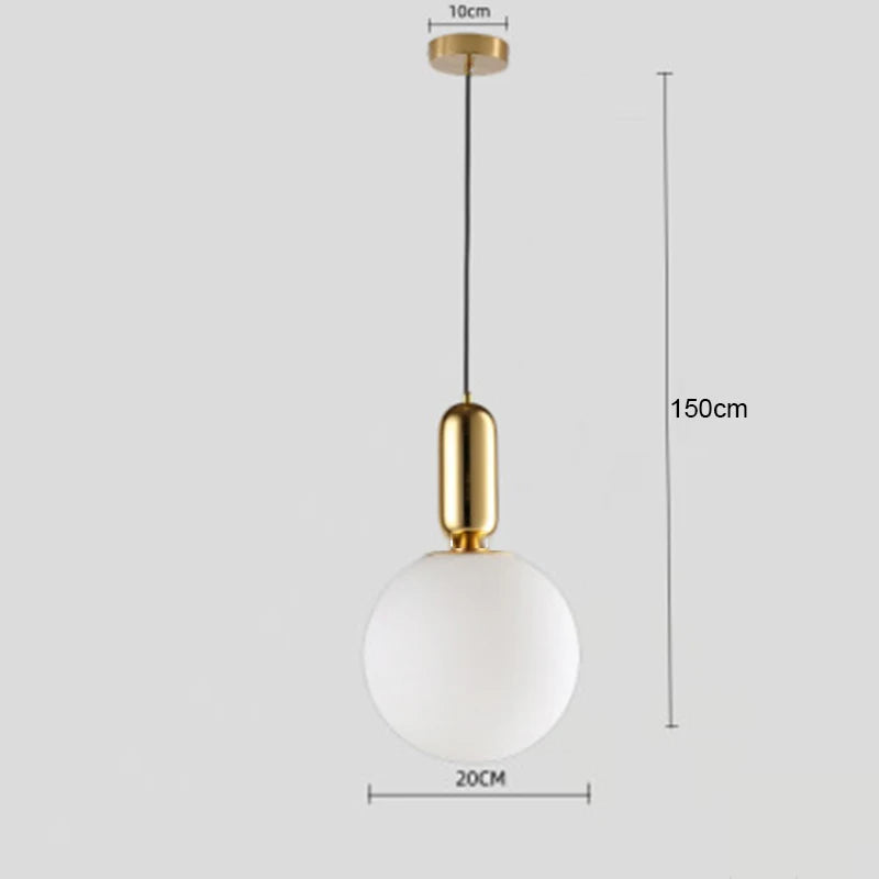 Nordic Glass Ball Pendant Lights Brass Black Hanging Lamp Modern Living Room Dining Bedroom Decor Ceiling Lighting Fixture House