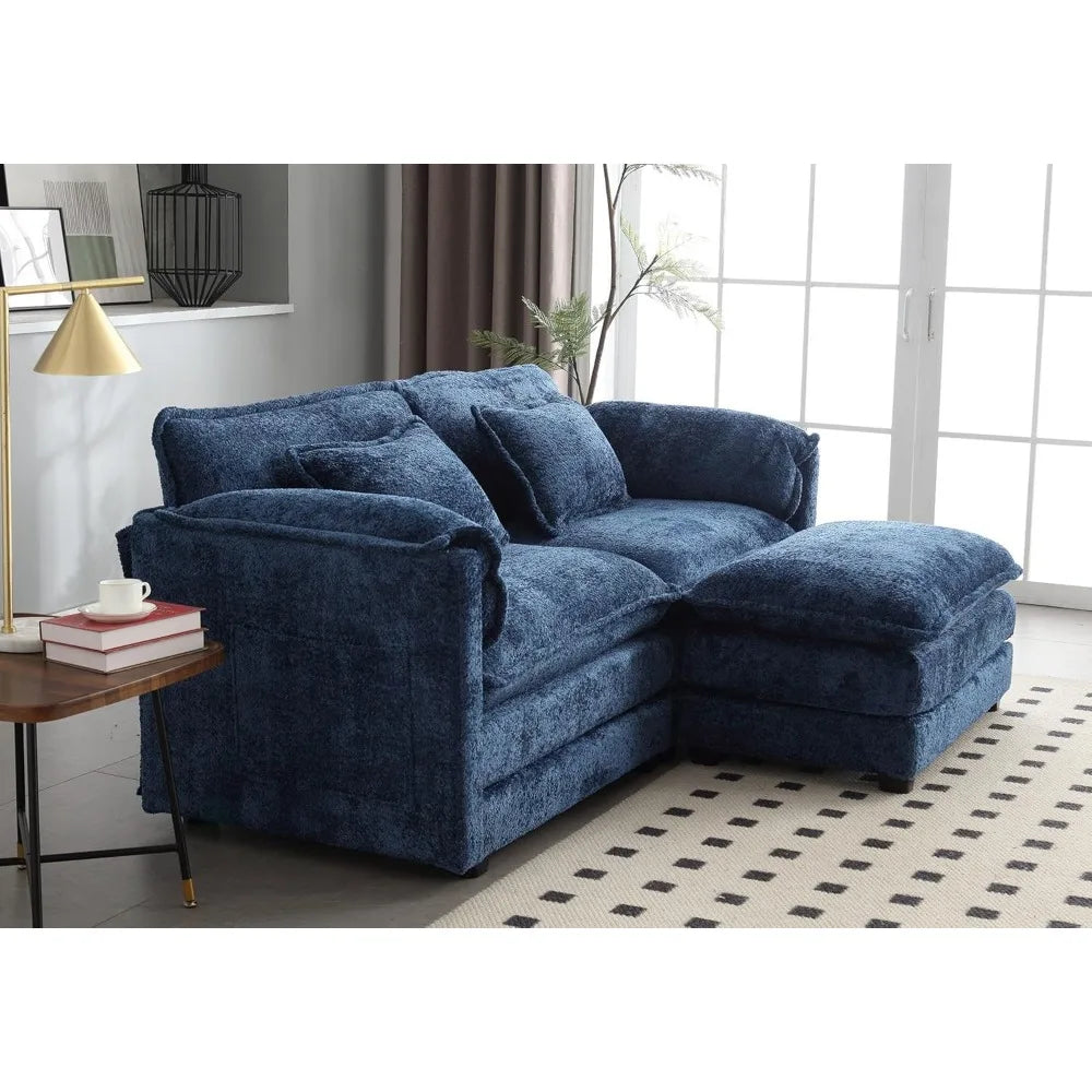 Cloud Couch 77": Oversized 3-Seat Chenille Loveseat with Removable Covers