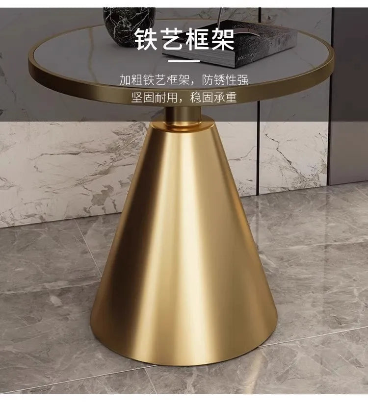 High Quality Golden Stainless Steel Round Small Side Coffee Table for Cafe Living Room
