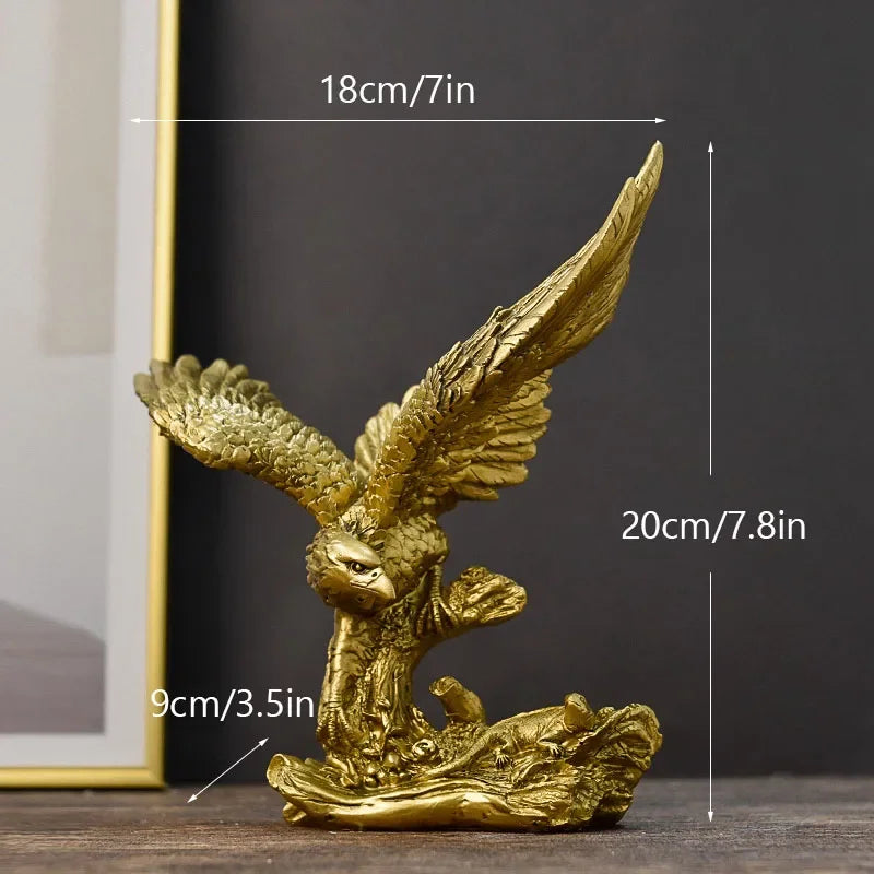 Golden Eagle Statue - Resin Sculpture | Modern Home Office Decor