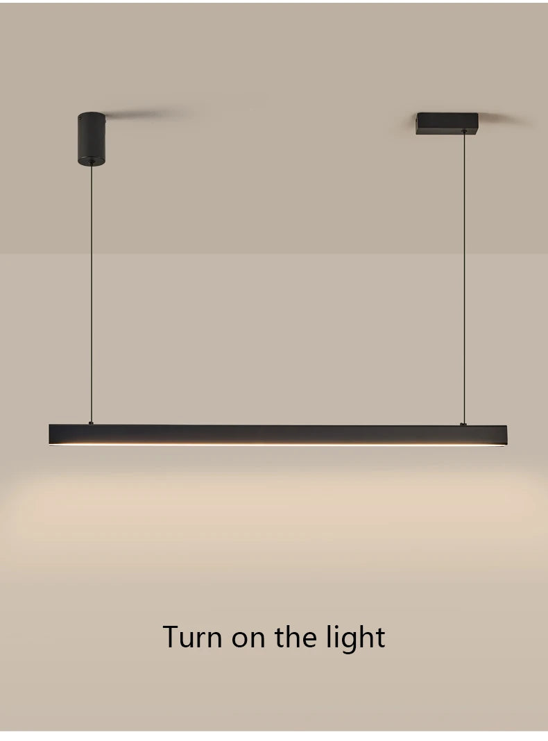 LED Linear Chandelier: Modern Minimalist Pendant Light for Dining Room & Kitchen Island