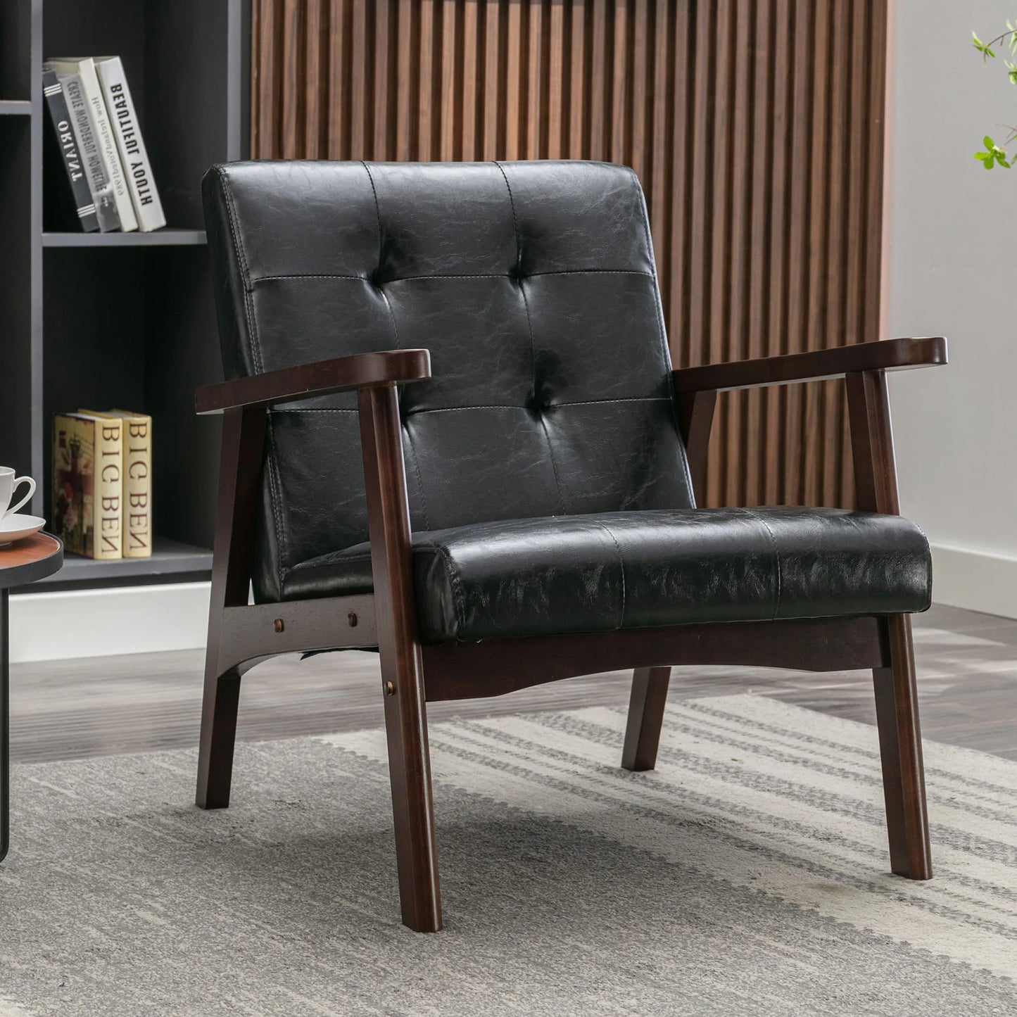 EBELLO PU Leather Reading Armchair Corner Chairs Accent Chair for Living Room Bedroom