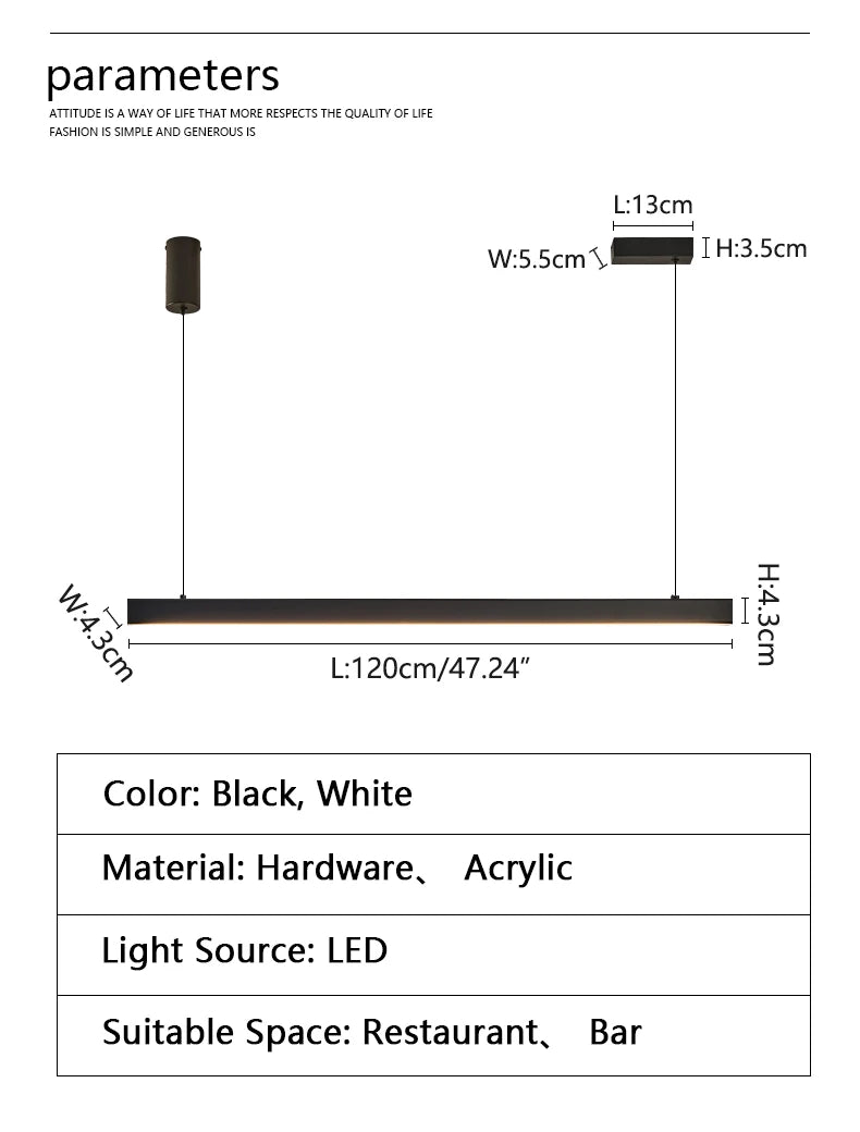 LED Linear Chandelier: Modern Minimalist Pendant Light for Dining Room & Kitchen Island