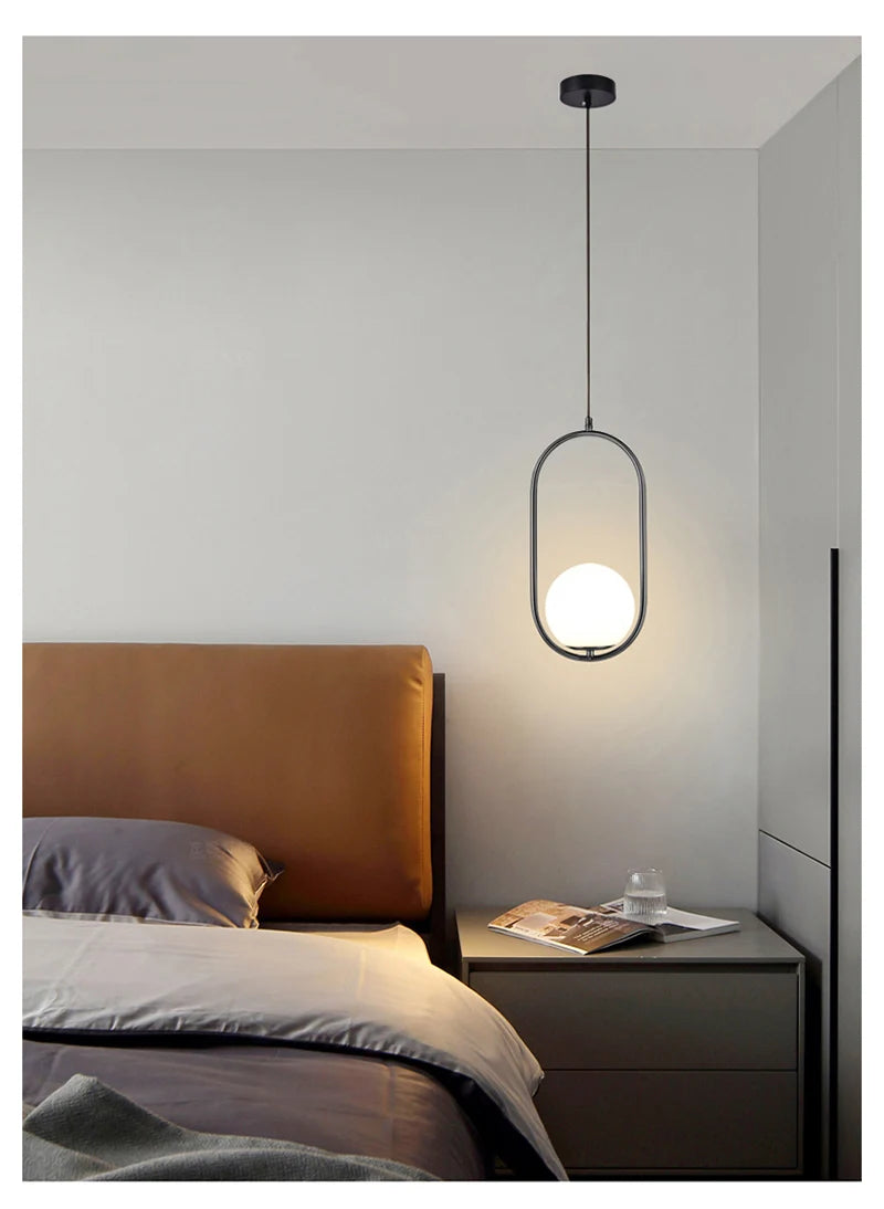 Nordic Glass Ball Pendant Lights Brass Black Hanging Lamp Modern Living Room Dining Bedroom Decor Ceiling Lighting Fixture House