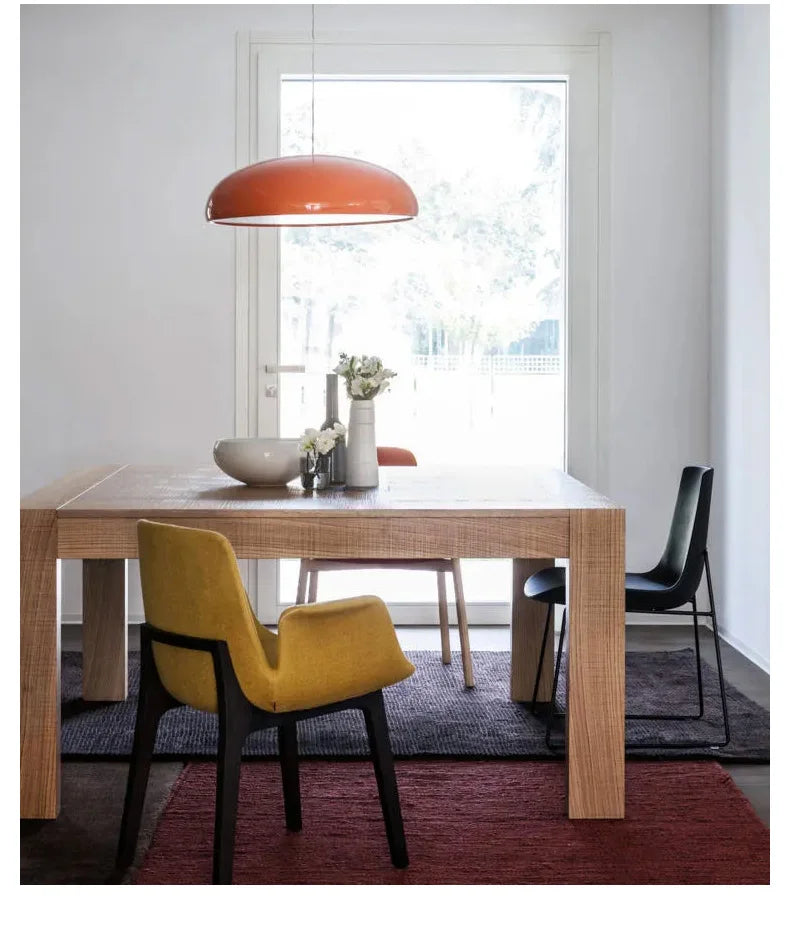 Pendant Light: Modern Dome Shade in Orange, White, Black & Deep Red