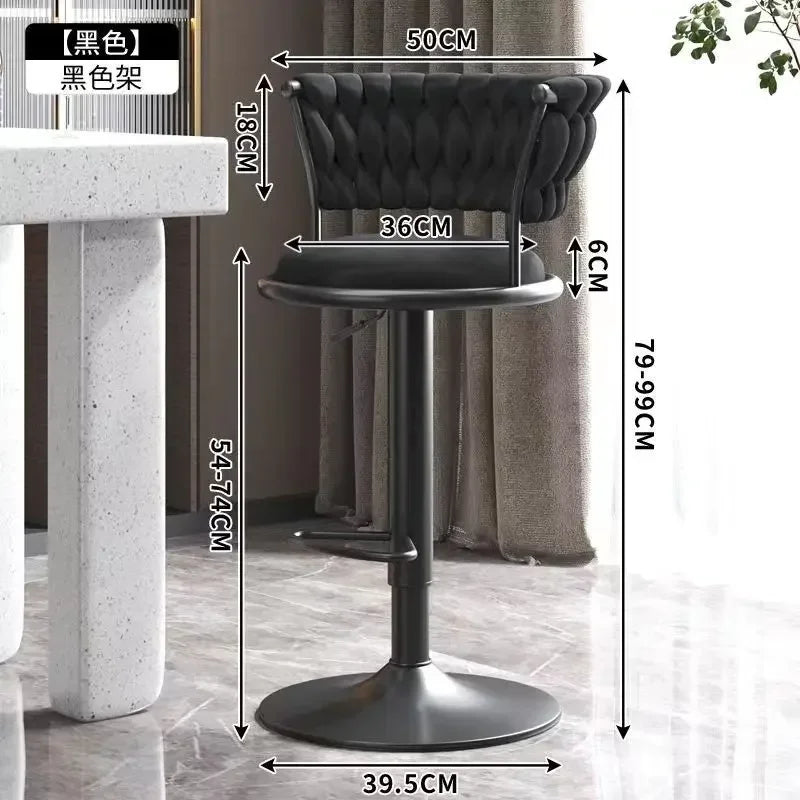 Black And Golds Bar Stool Beige High Kitchen Home Light Luxury Backrest Chair Iron Island Tabourets De Bar Dining Chairs Hocker