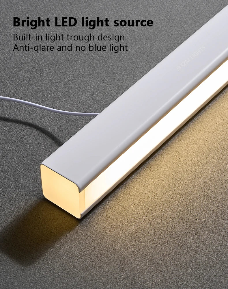 LED Linear Chandelier: Modern Minimalist Pendant Light for Dining Room & Kitchen Island