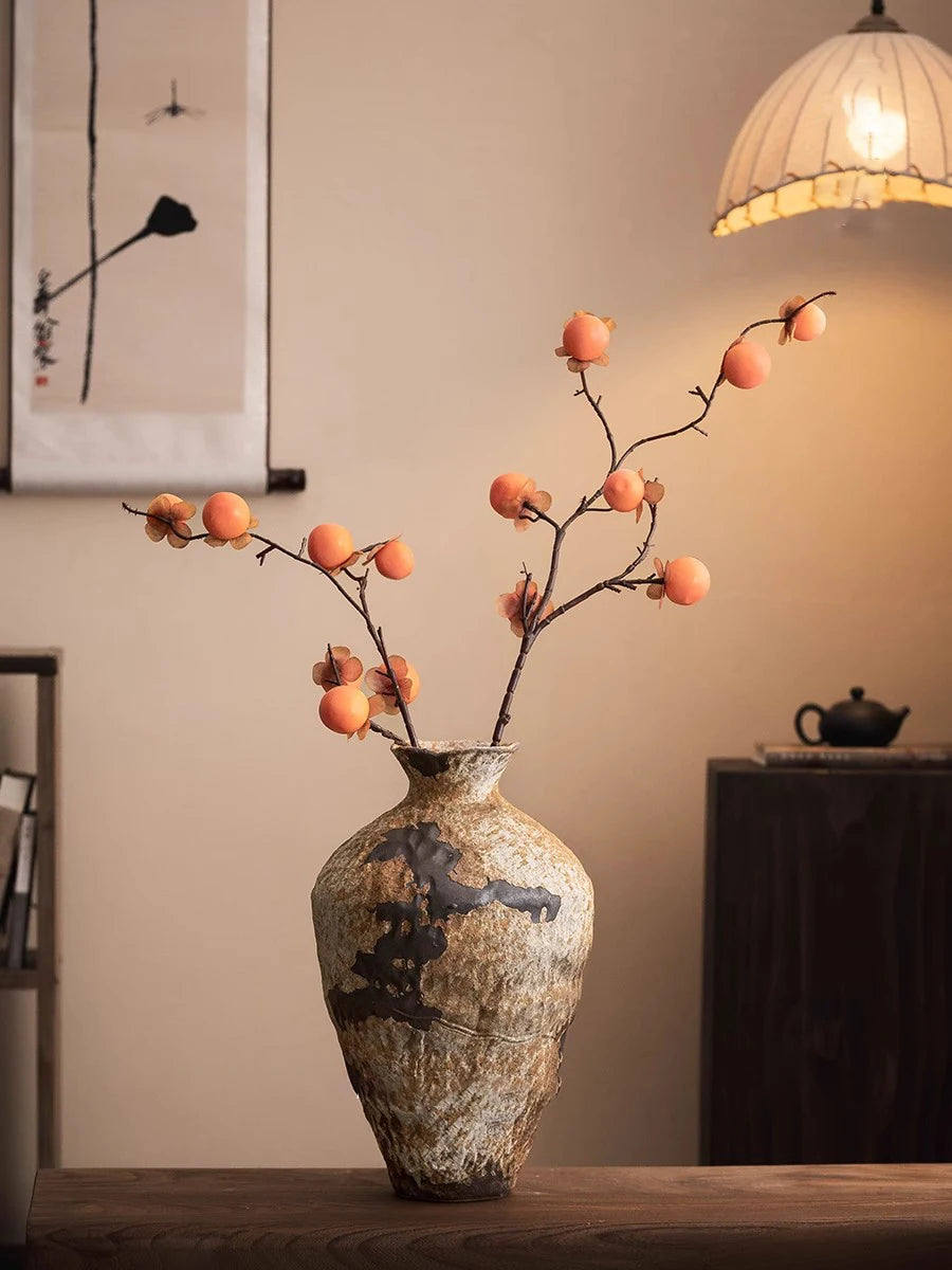 Jingdezhen Ceramic Vase Retro Style Nostalgic Pure Handmade B & B Hotel Tea Room Wabi Sandy Wind Zen Ornament Flower Ware